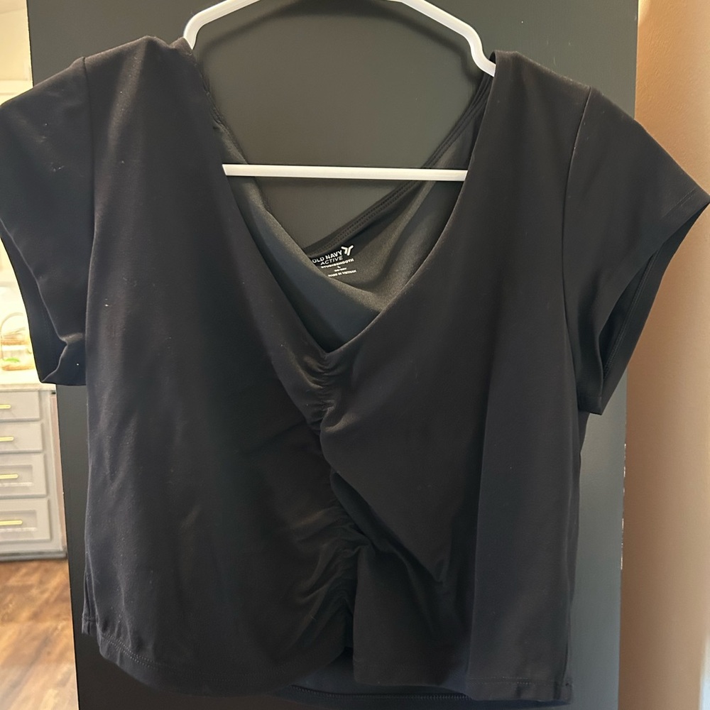 Old Navy Black Wrap Crop Top